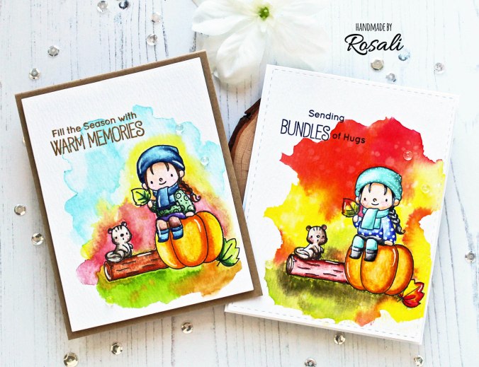Masked watercolor cards Fall Friends 3
